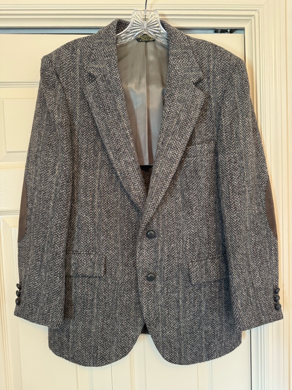 Harris Tweed Stafford Mens Herringbone Sport Coat Jacket Blazer Elbow Patch 34